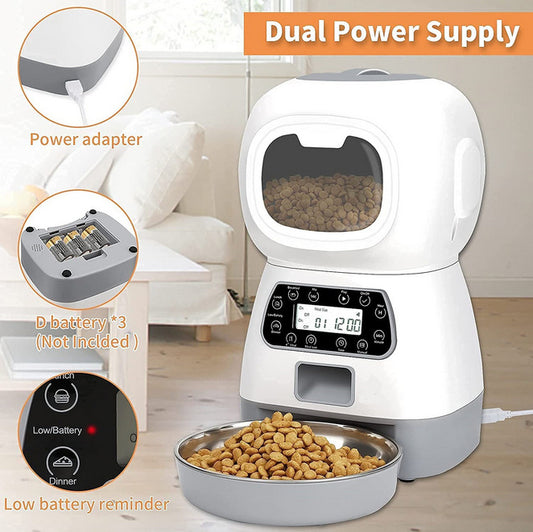 3.5L Spirit Pet Feeder: Automatic and Manual Feeding for Dogs and Cats